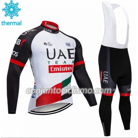 Conjunto Maillot + Culotte largo con tirantes Invierno Termico 2018 Team UAE N001